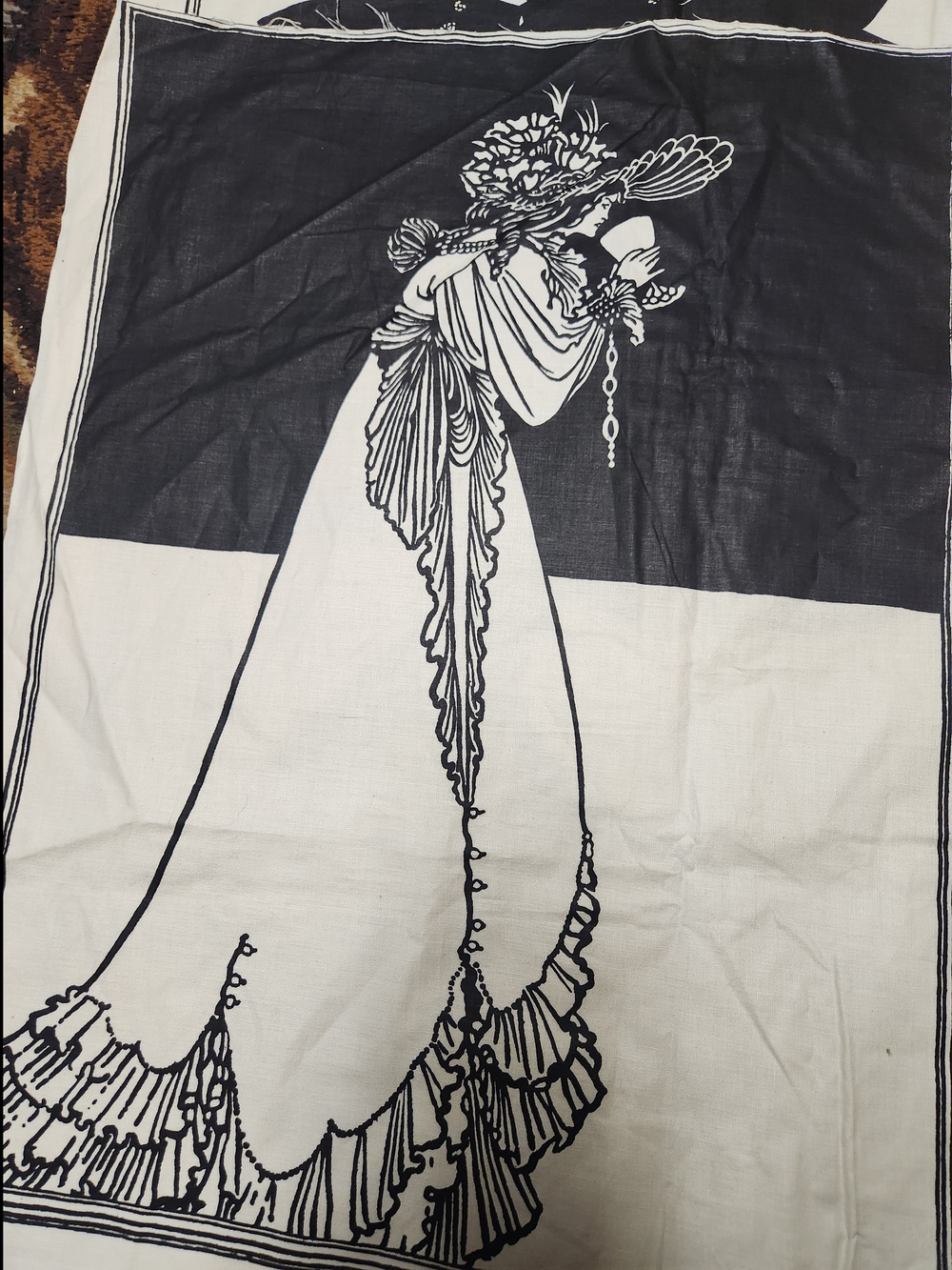 Pristine Vintage-fabric 9 Uncut  Panel Bloomcraft Aubrey Beardsley - Picture 12 of 15